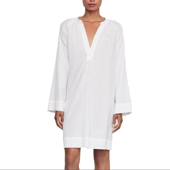 BCBGMAXAZRIA Roxanne Long Sleeve A-Line Mini Tunic Shift Dress White XS - Picture 1 of 5